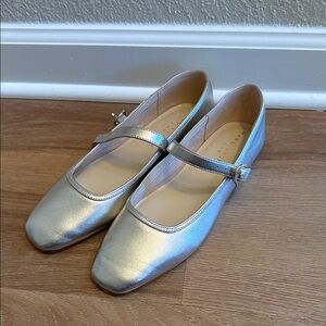 Marc Fisher Silver Mary Jane Flats